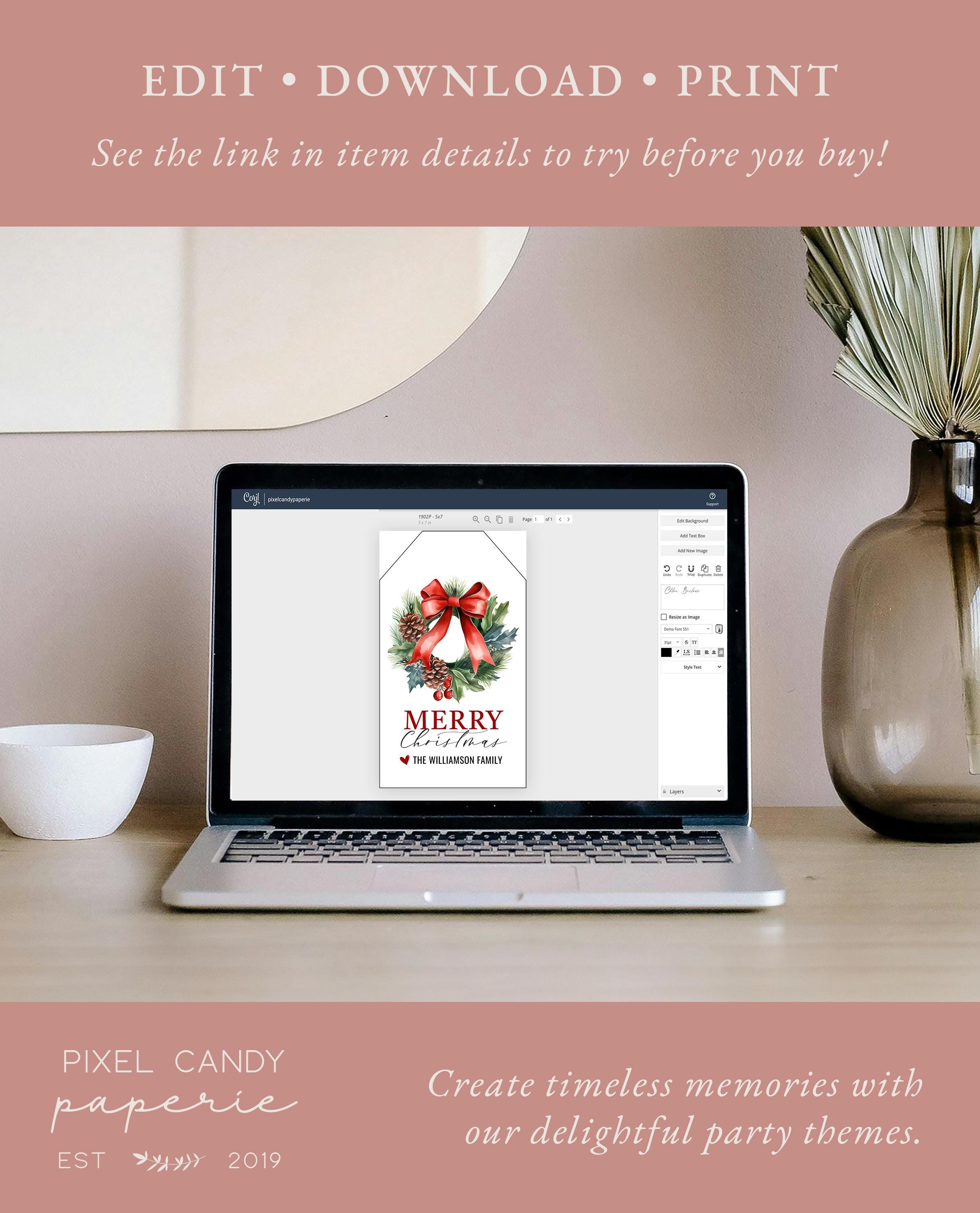 Editable Christmas Gift Tag Template - Personalized Snowman Red Bow ...