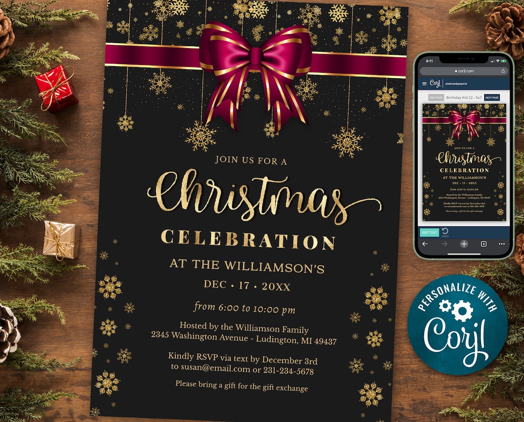 Christmas Party Invitation Template Christmas Celebration Invite