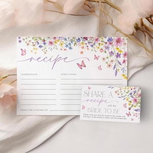 Vlinder wilde bloemen bruids douche kaartsjabloon recept - Love in Bloom bijlage kaartsjabloon - bewerkbare digitale download 5015-BDS