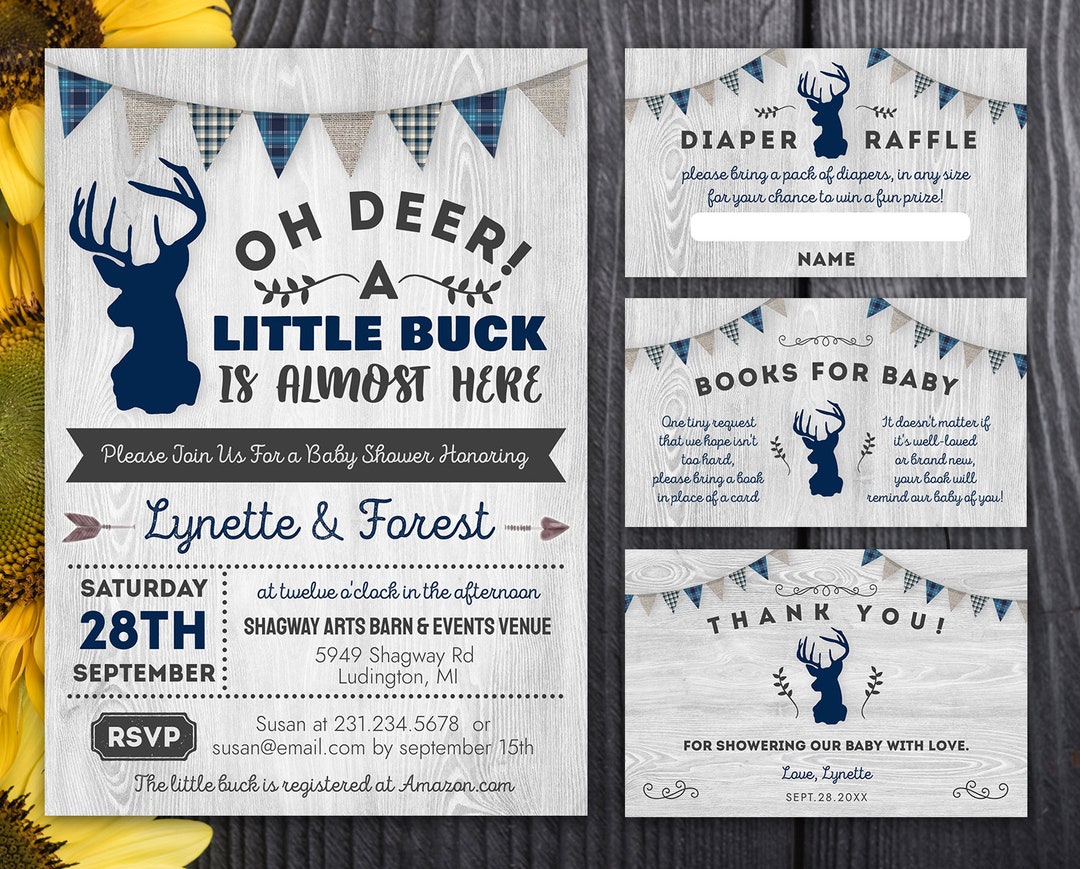 Deer Baby Shower Invitation Little Deer Baby Shower Rustic Burlap Baby ...