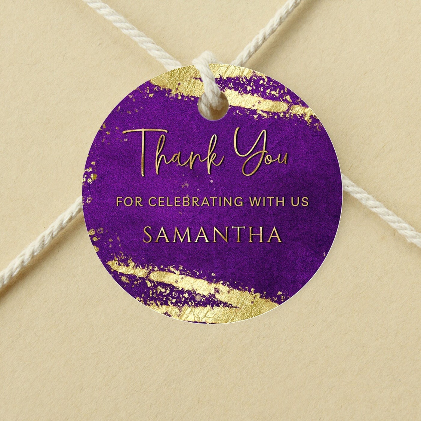 Purple and Gold Favor Tag Template Gift Tag Template Etsy