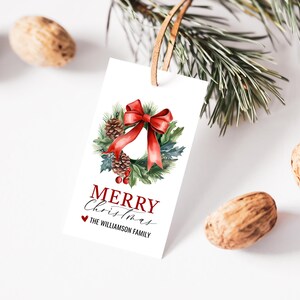 Editable Christmas Gift Tag Template - Personalized Snowman Red Bow ...