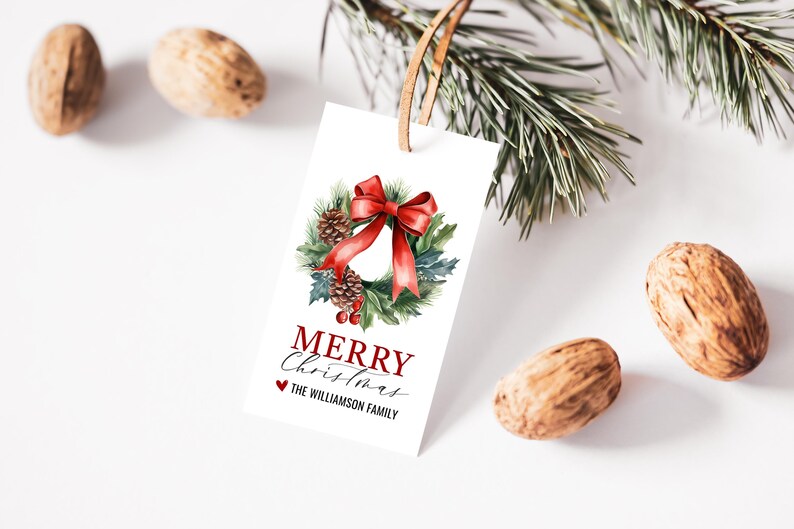 Editable Christmas Gift Tag Template - Personalized Snowman Red Bow ...