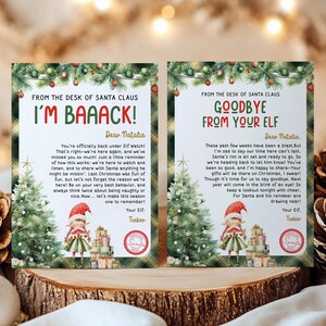 Olá Carta do seu Elfo - Carta de Chegada + Partida do Elfo de Natal da Menina - Carta de Volta - Olá, Adeus, Nota do Elfo - EL CET-4+7