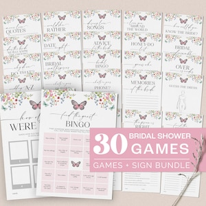Butterfly Bridal Shower Games - Lifetime of Butterflies Bridal Shower - Wildflower Shower - Butterfly Bridal Games - 1615