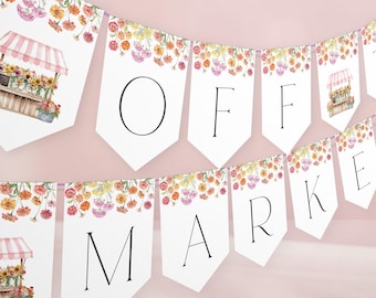 Fresh Off the Market Bridal Shower Bunting Banner Template - Farmer's Market Bridal Shower Theme - Editable Digital Download 5017-BDS
