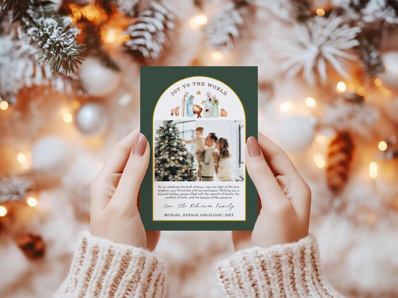 Nativity Christmas Photo Card Template - Christian Christmas Card - Editable Christmas Photo Card - Instant Download - HC19B