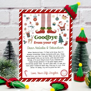 Carta de despedida de elfo de Natal editável Carta de partida - Adeus do seu elfo - Nota de despedida de elfo para impressão - EL CES-1C