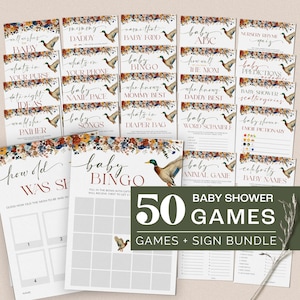 Mallard Duck Hunting Baby Shower Games Bundle - A Little Hunter is on the Way - Rustic Duck Hunting Baby Shower - 6020-BBS