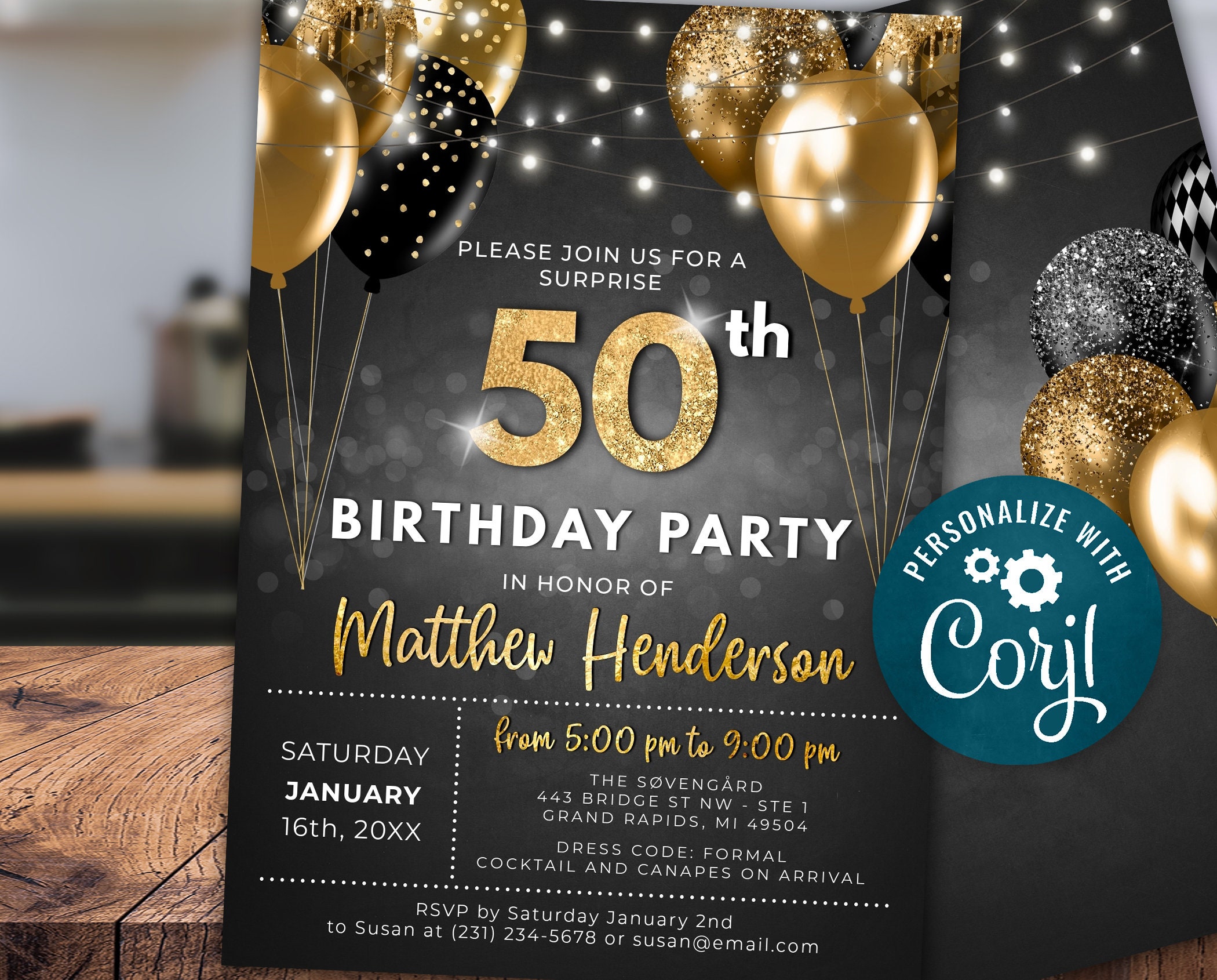 Nelbiirth Happy 50th Birthday Black & Gold Glitter Swirls Streamers Party  Decorations - 15 Pcs 50th Birthday Hanging Swirls Streamers Kit,Cheers to