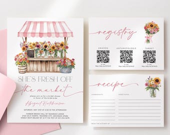 Fresh Off the Market Bridal Shower Invitation Suite - Rustic Bridal Shower - Farmer&#39;s Market Invite - Editable Digital Download 5017-BDS