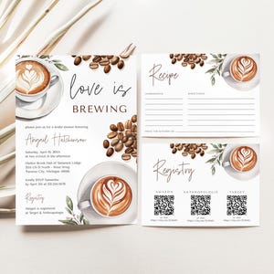 Coffee Bridal Shower Invitation Suite - Love is Brewing - Editable Digital Download 5010BDS
