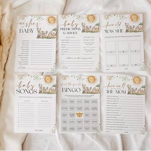 Safari Animals Gender Neutral Baby Shower Invitation + Games Bundle - A Little Wild One on the Way - Editable Digital Download 6030-BBS