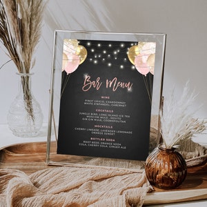 Blush Pink, Gold e Black Bar Menu - Drink Menu Event Menu Template Digital Instant Digital Download Editável BPB BGPP