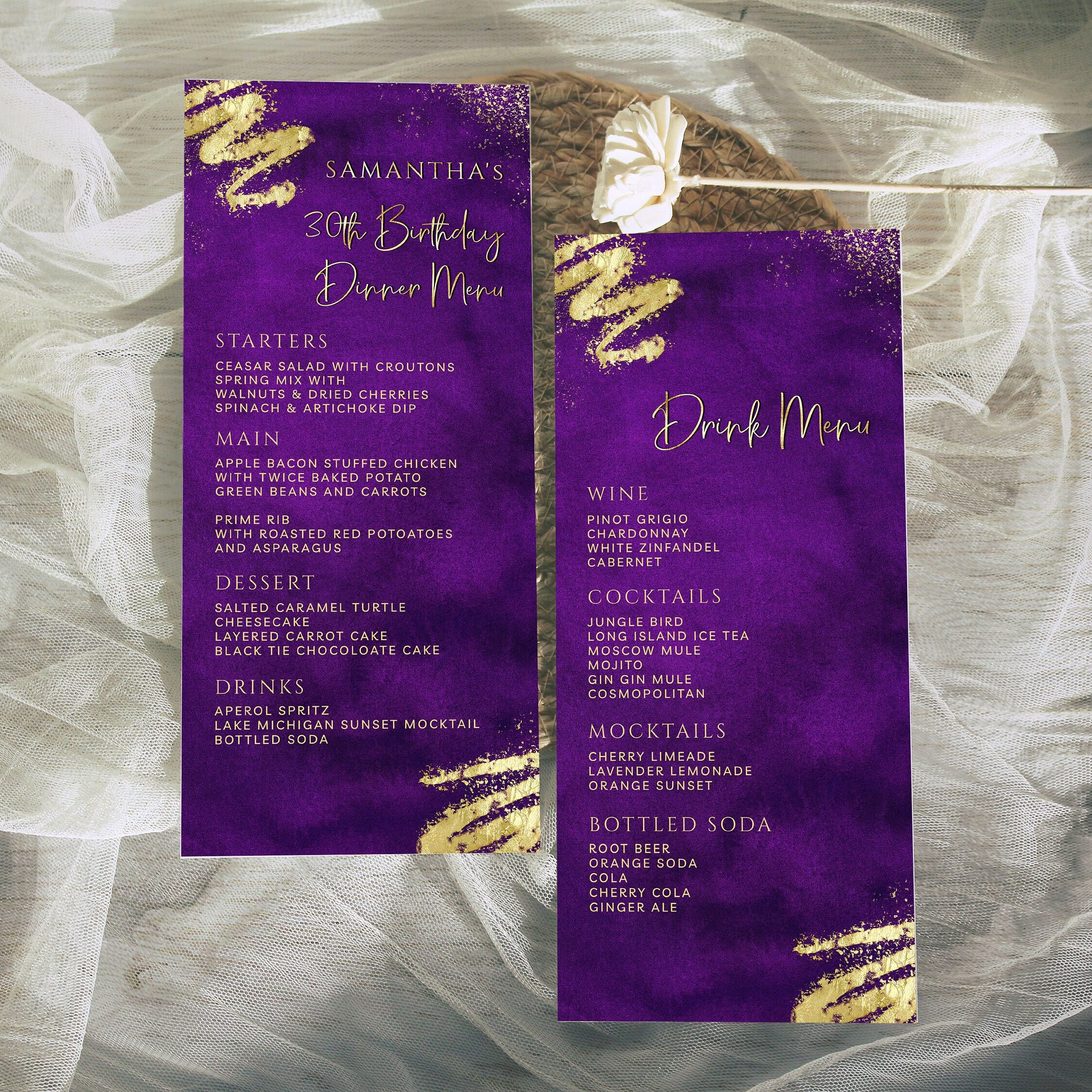 Luxury Purple and Gold Menu Card + Drink Menu Template - Digital ...