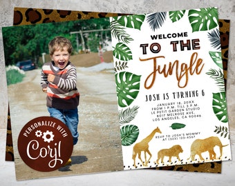 Safari Birthday Invitation Photo Jungle Birthday Party Invite - Jungle Safari Party -  Digital INSTANT DOWNLOAD SBP