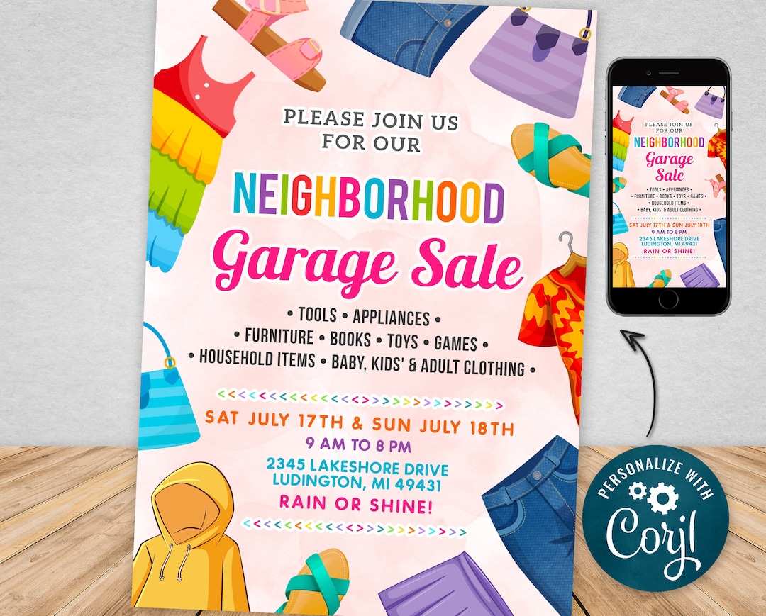 Yard Sale Printable Garage Sale Flyer Template PTA PTO Church School yard-sale-printable-garage-sale-flyer-template-pta-pto-church-school