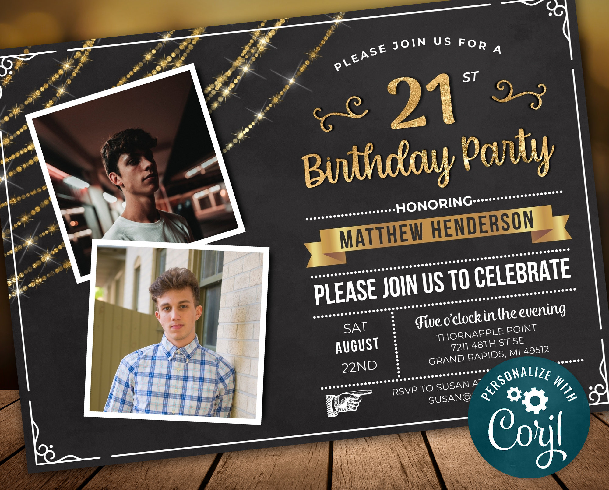 21st birthday best sale invitations for him