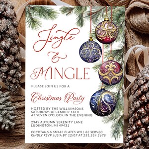 Elegante invito per festa di Natale - Modello di invito per festa di lavoro e vacanze - Viola + Borgogna - Download digitale Evite - CP CP171-3