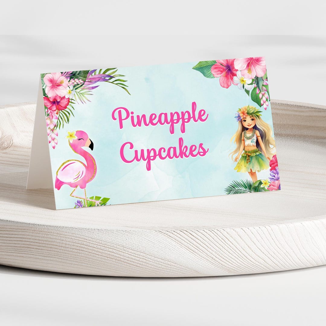 Alloha Label Aloha Luau Birthday Food Label Template - Hula Girl Luau Birthday ...
