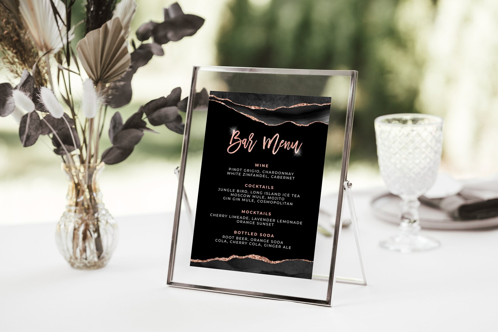Rose Gold Bar Menu Template Drink Menu Event Menu Template Etsy