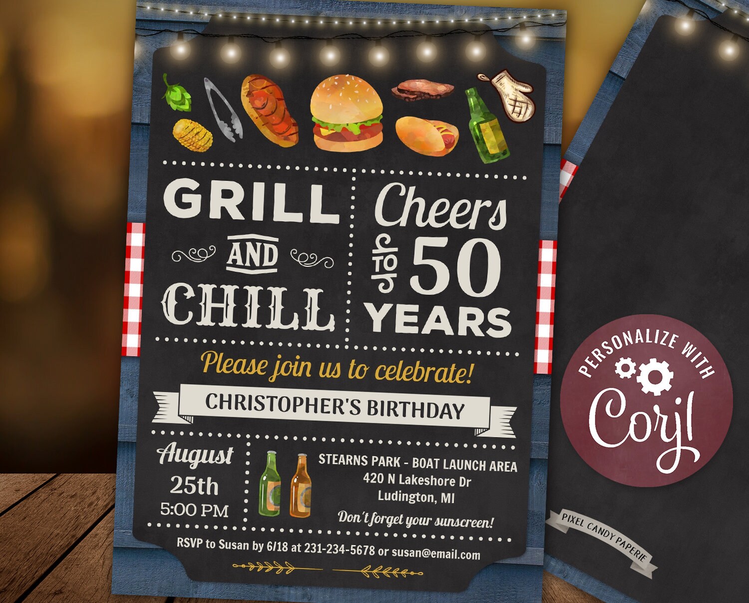 50th BBQ Grill And Chill Barbecue Party Birthday Etsy