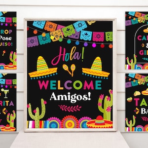 Printable Taco Bout a Party Sign Bundle - Fiesta Birthday Party Sign Bundle - Digital INSTANT download Editable FST