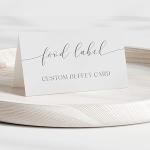 Plantilla de tarjeta de lugar para etiqueta de comida minimalista bohemia - Decoración de mesa para baby shower moderna y neutra en cuanto al género - Wildflower Shower - 5007