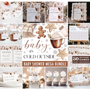 Baby It's Cold Outside Baby Shower Invitation Bundle - Biscotti invernali a forma di fiocco di neve + Cocoa Cozy Baby Shower Games + Cartelli stampabili CP162BBS