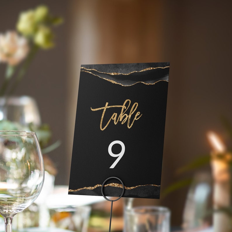 Black and Gold Table Numbers Template Reception Table Etsy