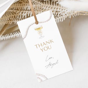Pearls and Prosecco Bridal Shower Favor Tag Template - Prosecco Bridal Shower Favors - Modern Bridal Shower Favor 5013BDS