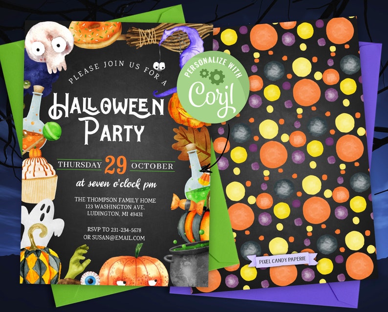 Halloween Party Invites Cute Halloween Invite Kids Halloween Etsy