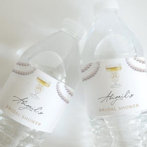 Pearls and Prosecco Bridal Shower Water Bottle Label Template - Prosecco Bridal Shower Decor - Modern Bridal Shower  5013BDS