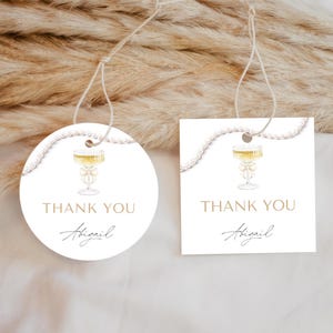 Pearls and Prosecco Bridal Shower Favor Tag Template - Prosecco Bridal Shower Favors - Modern Bridal Shower  5013BDS