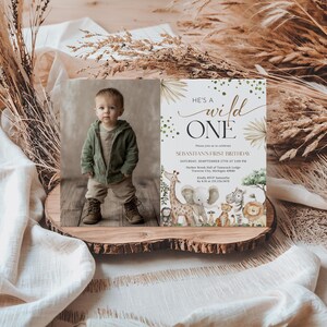 Wild One Boy 1st Birthday Bundle - Jungle Safari Boy First Birthday Theme - Editable Digital Download 6030-1