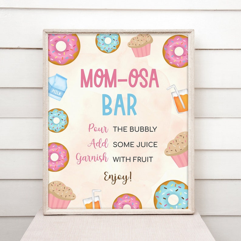 Donuts Mom Osa Bar Mimosa Bar Sign Twins Shower Sign Template - Etsy