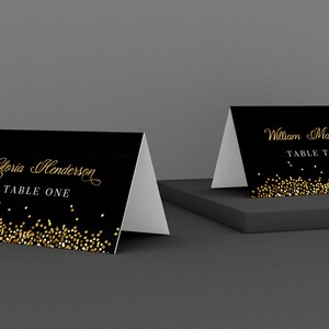 Editable Place Card Template Tent Card Template Glitter Gold Sparkle Digital Instant Download ...
