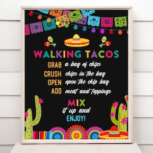 Editable Walking Taco Sign - Taco Bout a Party Sign - Fiesta Birthday Party Sign - Digital INSTANT download Editable FST