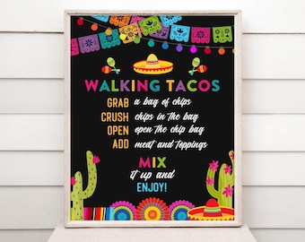 Editable Walking Taco Sign - Taco Bout a Party Sign - Fiesta Birthday Party Sign - Digital INSTANT download Editable FST