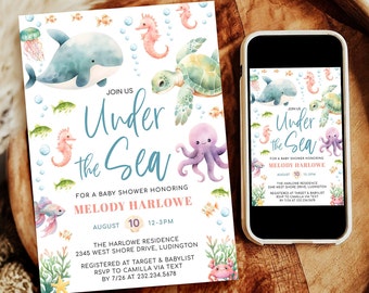 Under the Sea Baby Shower Invitation - Gender Neutral - Ocean Baby Shower Invite - Nautical Baby Shower Invitation - 1619BBS