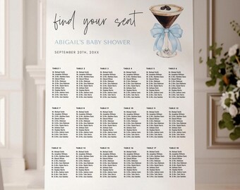 Espresso Martini Baby Shower Seating Chart Template - Boy Baby Shower Theme - A Tini One is On the Way - Digital Download 5009CB2-BBS