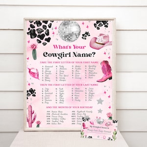 Editable Space Cowgirl Name Game - Pink Disco Cowgirl Party Games - Nashville Party - Instant Download Editable 0600 - PBG