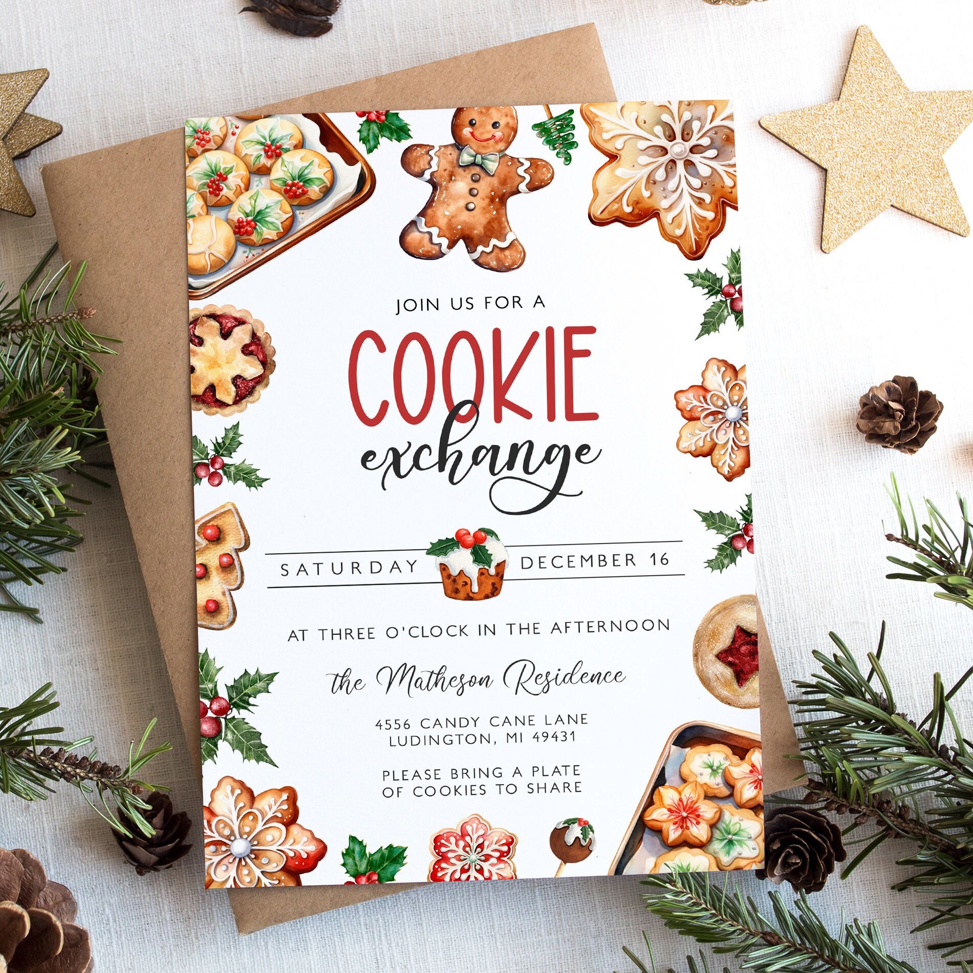 christmas cookie exchange invitation template - cookie party