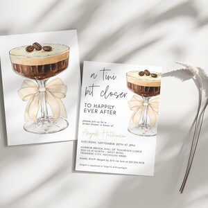Bow Espresso Martini Bridal Shower Invitation - A Tini Bit Closer to Happily Ever After - Editable Digital Download 5009CE