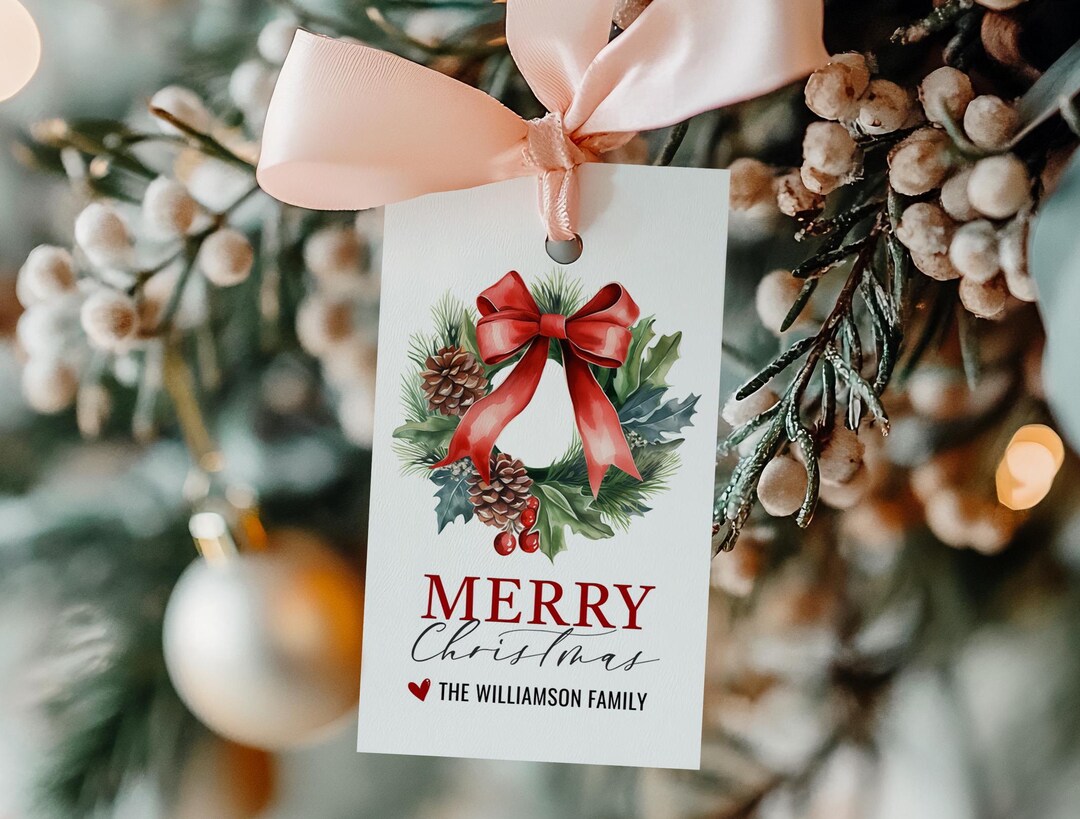 Editable Christmas Gift Tag Template - Personalized Snowman Red Bow ...