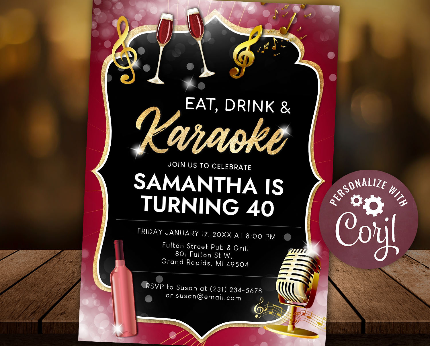 Adult Karaoke Party Invitation Birthday Invitation Karaoke Etsy