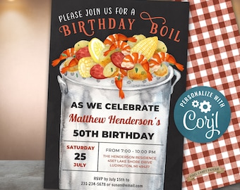Low Country Boil Einladung, Shrimp Boil Einladungen, Seafood Boil Einladung, Geburtstag einladen, digitaler Download, Corjl, Sofort Download