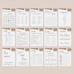 Coffee Bridal Shower Bundle - Love is Brewing Bridal Shower Invitation + Games Bundle - Editable Digital Download 5010BDS