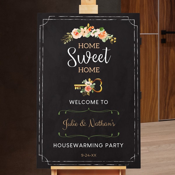 Rustic Housewarming Welcome Sign Template Home Sweet Home New House Chalk Board Style INSTANT DOWNLOAD Digital Printable & Editable HW7