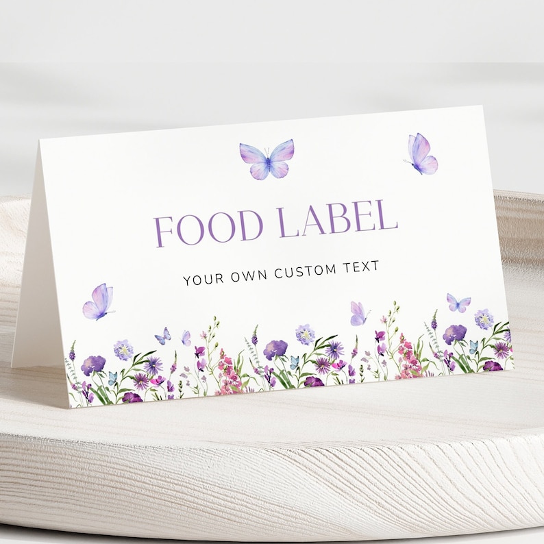 Butterfly Bridal Shower Food Label Tent Card Template - Editable Food ...
